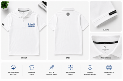 Cars24 Premium White Polo Tee – Crashfree India Edition
